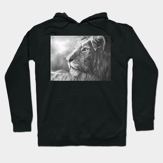 Courageous lion portrait Hoodie by Mightyfineart